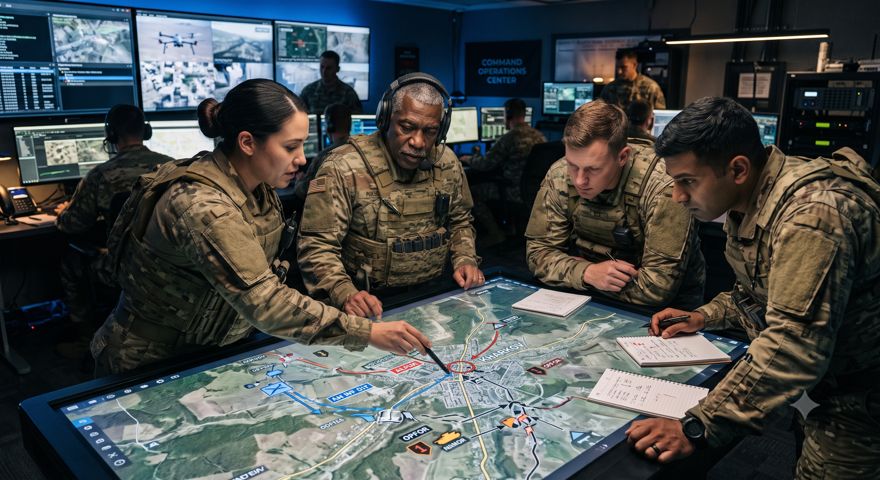 Military command operations centre — tactical planning